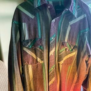 VINTAGE COTTON WRANGLER PEARL SNAP BUTTON UP !! size xl